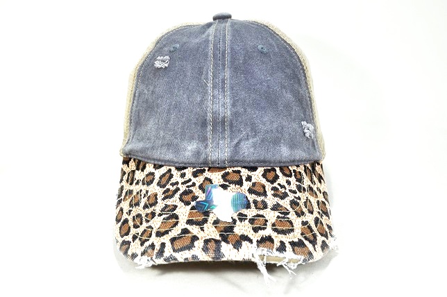 027-MONKEY WASHED 2TONE GREY/BROWN LEOPARD BRIM